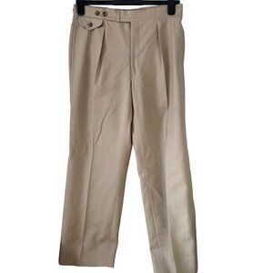 Women's Med Vintage Polo Ralph Lauren Pants Beige Wool Front Pocket